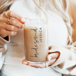 Gepersonaliseerde bruidsmeisje naam Gift Modern Sc Blikvorm Glas