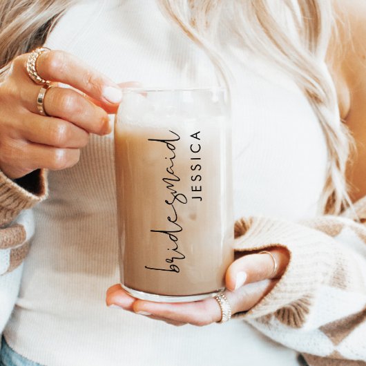 Gepersonaliseerde bruidsmeisje naam Gift Modern Sc Blikvorm Glas