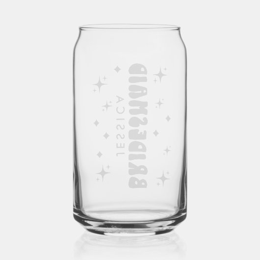 Gepersonaliseerde bruidsmeisje naam Gift Retro Fon Blikvorm Glas (Achterkant)