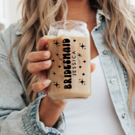 Gepersonaliseerde bruidsmeisje naam Gift Retro Fon Blikvorm Glas