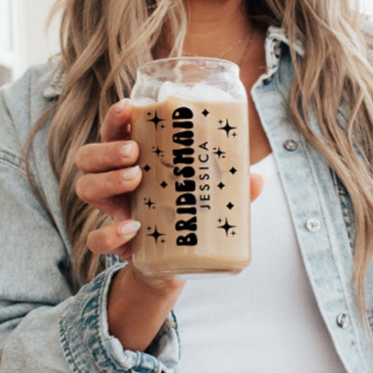 Gepersonaliseerde bruidsmeisje naam Gift Retro Fon Blikvorm Glas