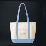 Gepersonaliseerde bruidsmeisje naam tote bag<br><div class="desc">Blauw strandachtig,  stijlvol en minimalistisch canvas tas met "bruidsmeisje" in een moderne stijl. Personaliseer de cursieve scriptnaam met de naam van je bruidsmeisje. Schattigee canvas tas die een grote partijgunst voor uw bruidsmeisjes kan zijn.</div>