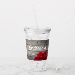 Gepersonaliseerde bruidsmeisje script rustieke blo acryl drinkbeker