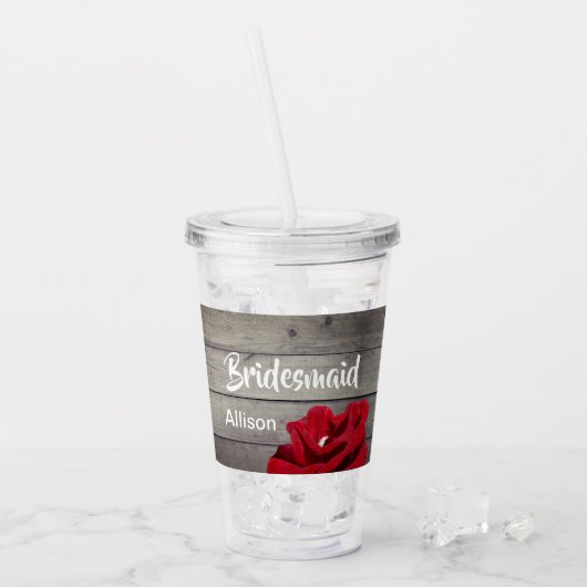 Gepersonaliseerde bruidsmeisje script rustieke blo acryl drinkbeker (Voorkant ijs)