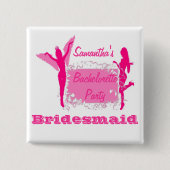 Gepersonaliseerde bruidsmeisje vrijgezellenfeest vierkante button 5,1 cm (Voorkant)