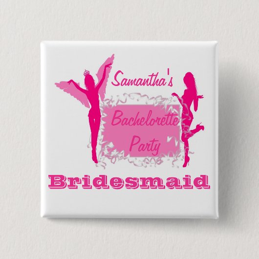 Gepersonaliseerde bruidsmeisje vrijgezellenfeest vierkante button 5,1 cm (Voorkant)
