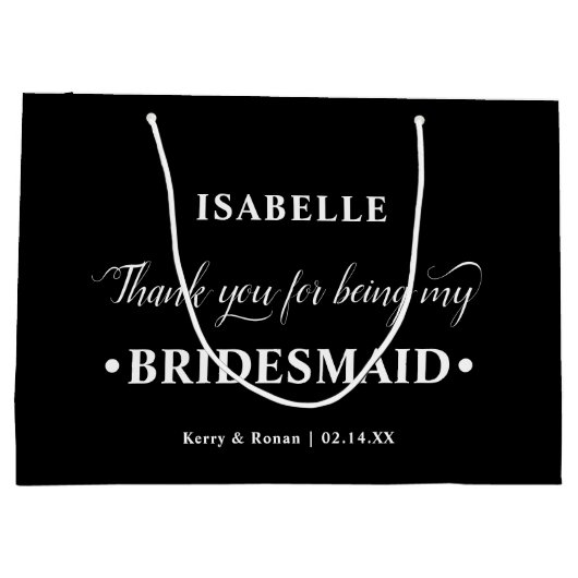 Gepersonaliseerde bruidsmeisje zwart wit dank u groot cadeauzakje (Achterkant)