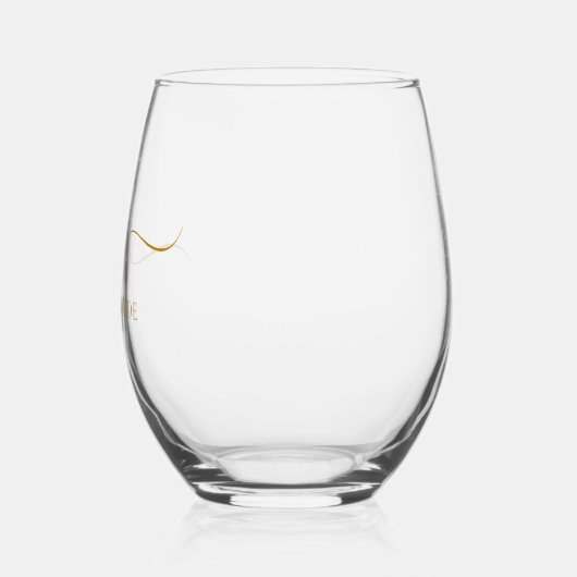 Gepersonaliseerde bruidsnaam Gold Script Monogram Wijnglas Zonder Voet (Links)