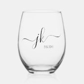 Gepersonaliseerde bruidsnaam Monogram Wijnglas Zonder Voet (Voorkant)