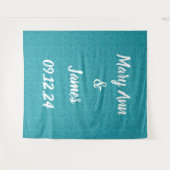 Gepersonaliseerde bruiloft achtergrond Blauwgroen  Wandkleed (Voorkant (horizontaal))