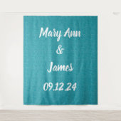 Gepersonaliseerde bruiloft achtergrond Blauwgroen  Wandkleed (Voorkant)