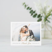 Gepersonaliseerde bruiloft bedankkaart met foto (Staand voorkant)