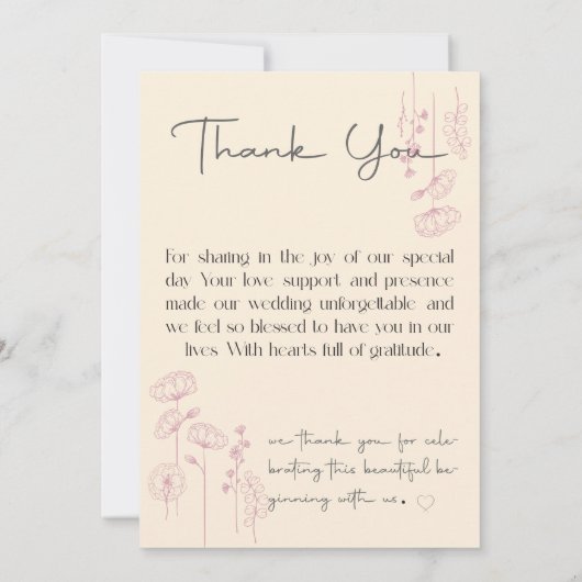 Gepersonaliseerde bruiloft bedankkaarten Uniek ont Bedankkaart (Achterkant)