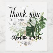 Gepersonaliseerde bruiloft Bedankt Favorieten Trop Wijn Etiket (Enkel label)