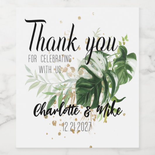 Gepersonaliseerde bruiloft Bedankt Favorieten Trop Wijn Etiket (Enkel label)