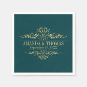 Gepersonaliseerde bruiloft benzine groen elegant servet (Voorkant)