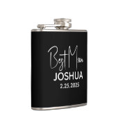 Gepersonaliseerde bruiloft Beste Man Modern Zwart Heupfles (Rechts)