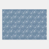 Gepersonaliseerde bruiloft Blauw & Wit Hart Charms Inpakpapier Vel (Voorkant)