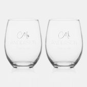 Gepersonaliseerde bruiloft bruid bruidegom gunst m wijnglas zonder voet (Voorkant)