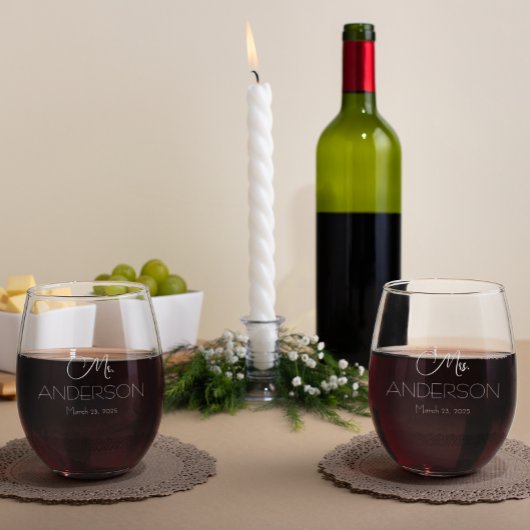 Gepersonaliseerde bruiloft bruid bruidegom gunst m wijnglas zonder voet