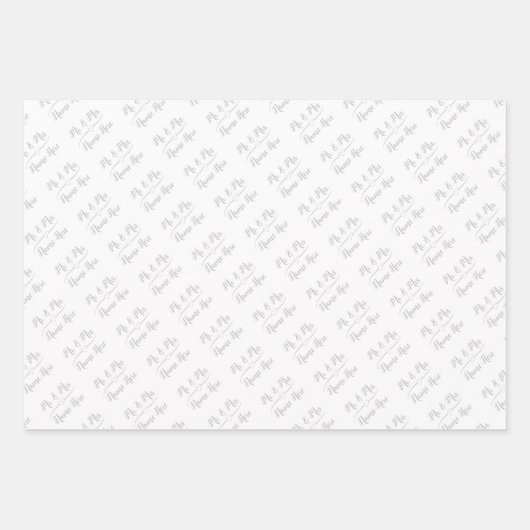 Gepersonaliseerde bruiloft bruid bruidegom zilver  inpakpapier vel (Voorkant 2)