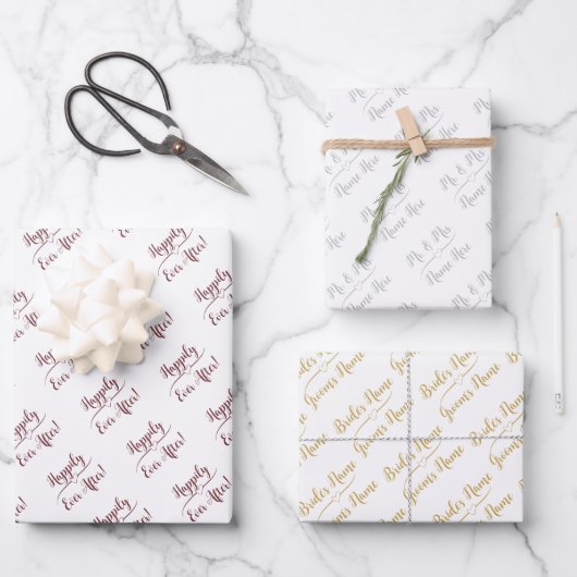 Gepersonaliseerde bruiloft bruid bruidegom zilver  inpakpapier vel (Voorkant)