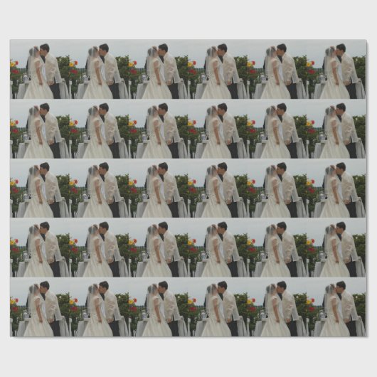 Gepersonaliseerde bruiloft bruids foto cadeaupapier (Vlak)