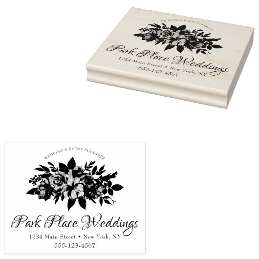 Gepersonaliseerde bruiloft Business Logo Bloemen B Rubberstempel (Gestempeld)