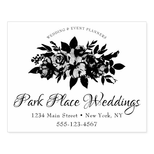 Gepersonaliseerde bruiloft Business Logo Bloemen B Rubberstempel (Afrduk)