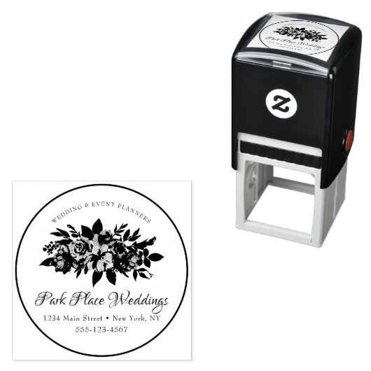 Gepersonaliseerde bruiloft Business Logo Bloemen B Zelfinktende Stempel (In situ)