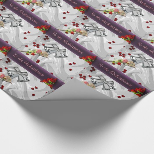 Gepersonaliseerde bruiloft cadeau wrap cadeaupapier (Hoek)