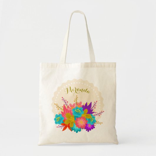 Gepersonaliseerde bruiloft canvas tas met bloklett (Voorkant)