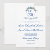Gepersonaliseerde bruiloft Crest met Hydrangea Kaart (Voorkant / Achterkant)