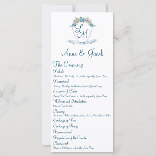 Gepersonaliseerde bruiloft Crest met Hydrangeas (Voorkant)