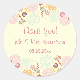 Gepersonaliseerde bruiloft dank u Fancy moderne bl Ronde Sticker