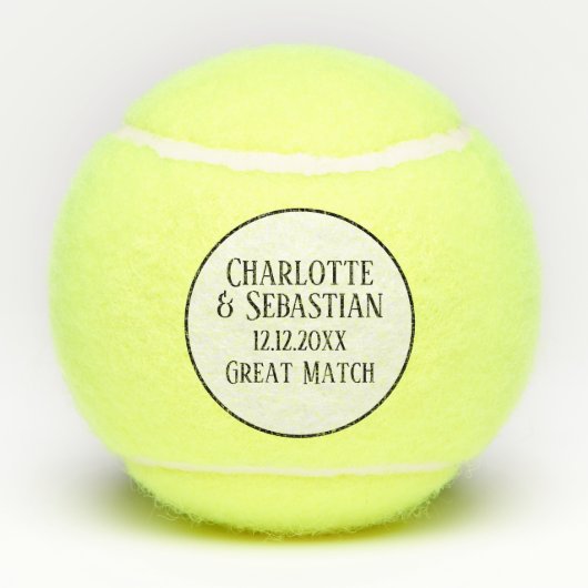 Gepersonaliseerde bruiloft datum Grote match Tennisballen (Achterkant)