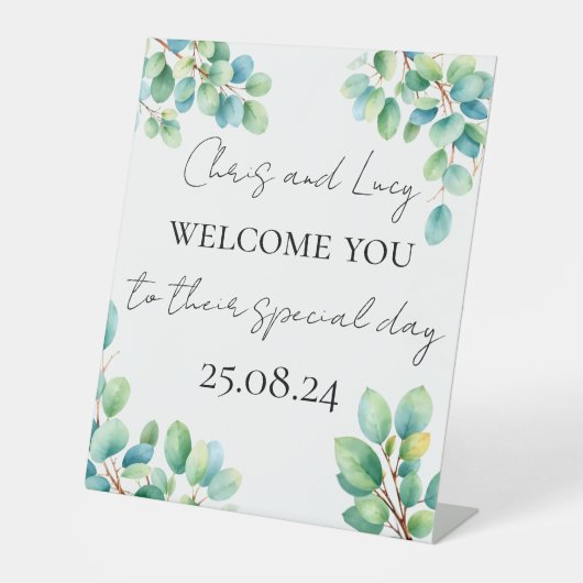 Gepersonaliseerde bruiloft decor reclamebord met voetstuk (Voorkant)