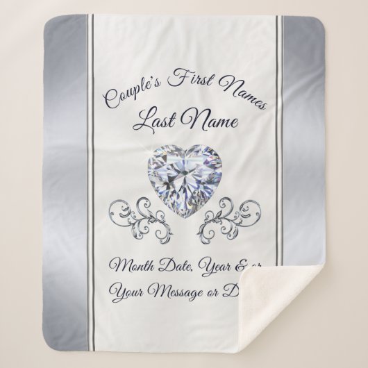 Gepersonaliseerde bruiloft dekens gooit hart diama (Voorkant)