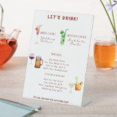 Gepersonaliseerde bruiloft drinken menu reclamebord met voetstuk (Insitu)
