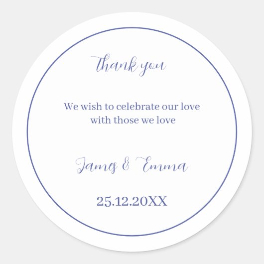 Gepersonaliseerde bruiloft eenvoudig Paarse Ronde Sticker (Voorkant)