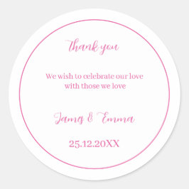 Gepersonaliseerde bruiloft eenvoudig Roos Ronde Sticker
