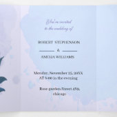 Gepersonaliseerde bruiloft Elegan Blauw Esthetisch Drieluik Uitnodiging (Binnenkant midden)