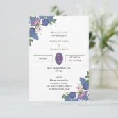 Gepersonaliseerde bruiloft Elegante Blauwe Bloem Kaart (Staand voorkant)