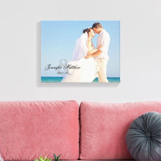 Gepersonaliseerde bruiloft foto aandenken canvas afdruk (Insitu (Woonkamer))