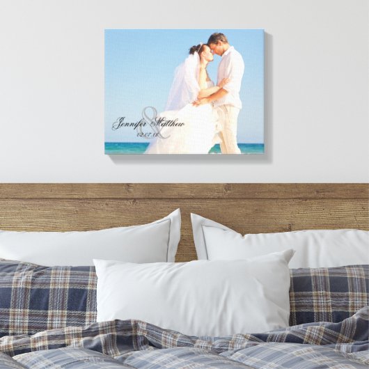 Gepersonaliseerde bruiloft foto aandenken canvas afdruk (Insitu (Slaapkamer))
