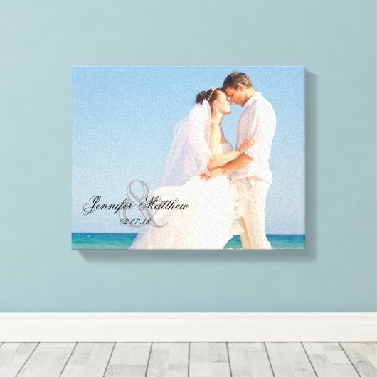 Gepersonaliseerde bruiloft foto aandenken canvas afdruk (Insitu (Houten vloer))