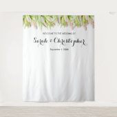 Gepersonaliseerde bruiloft foto achtergrond | Roze Wandkleed (Voorkant)