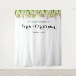 Gepersonaliseerde bruiloft foto achtergrond | Roze Wandkleed