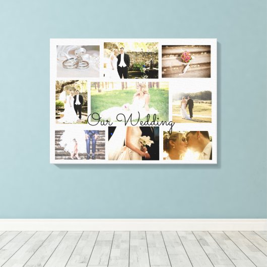 Gepersonaliseerde bruiloft foto collage muur kunst canvas afdruk (Insitu (Houten vloer))