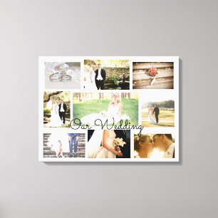 Gepersonaliseerde bruiloft foto collage muur kunst canvas afdruk
